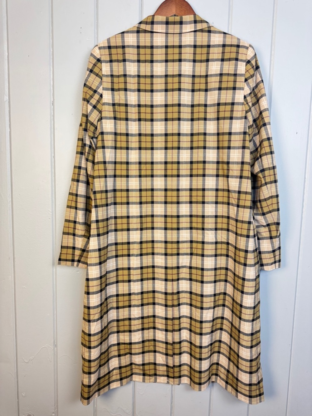 1. State Folklore Plaid Notched Lapel Mac Checked Trench Coat Lightweight XL - Picture 13 of 14